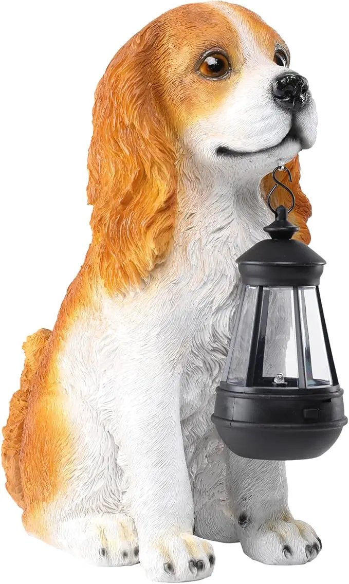 Afirst Dog Garden Statue - Outdoor Decor with Solar Lantern Lovely American Cocker Spaniel Figurine Patio Lawn Yard Art Ornaments Housewarming Gift by GreenHaven Gardens