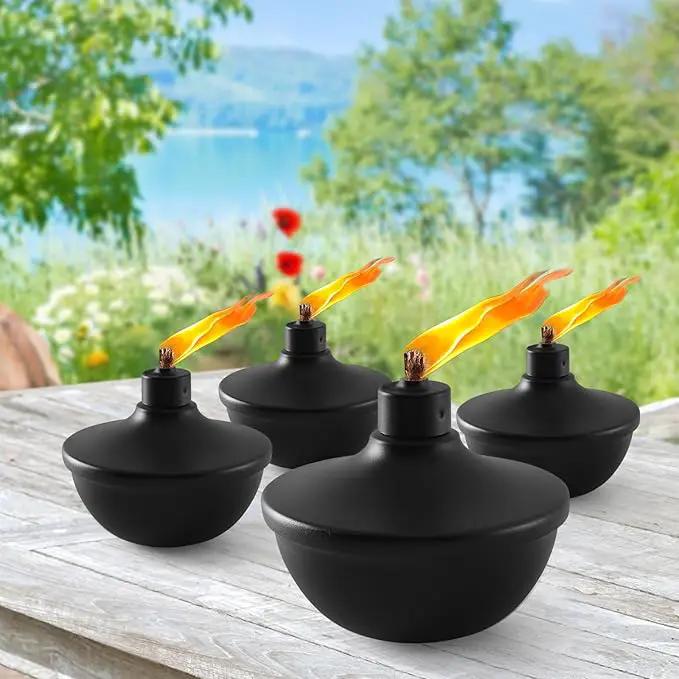 4 Pack Metal Table Top Torches,23.5 oz Citronella Torches for Outside,Refillable Flame Light Torch with Wicks and Covers for Party, Garden Decor,DIY by GreenHaven Gardens