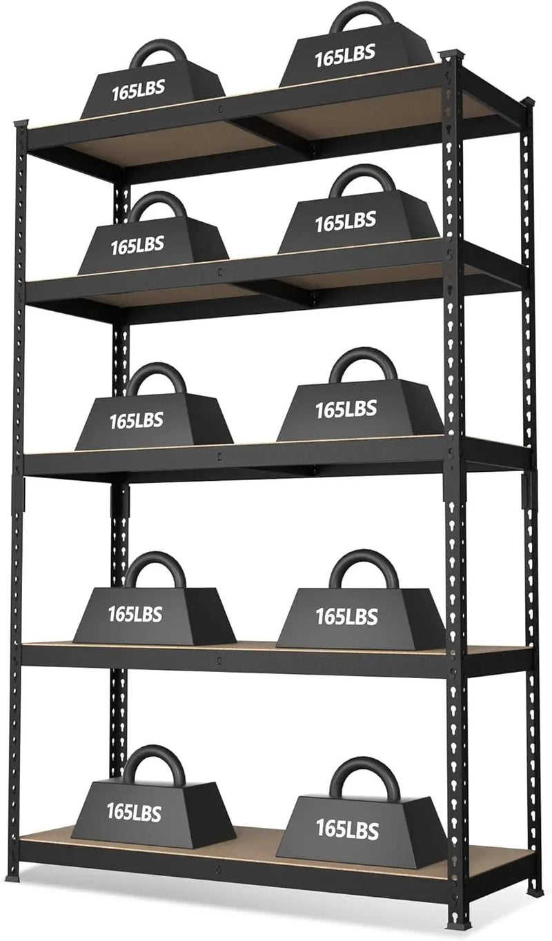 WORKPRO 5-Tier Steel Shelving Unit-Black, 35-3/10”W x 17-1/2”D x 72”H, Adjustable Storage Rack, Heavy Duty Shelf with MDF Board, 1650 lbs Load Capacity (Total) for Garage, Basement, Warehouse, Kitchen by GreenHaven Gardens