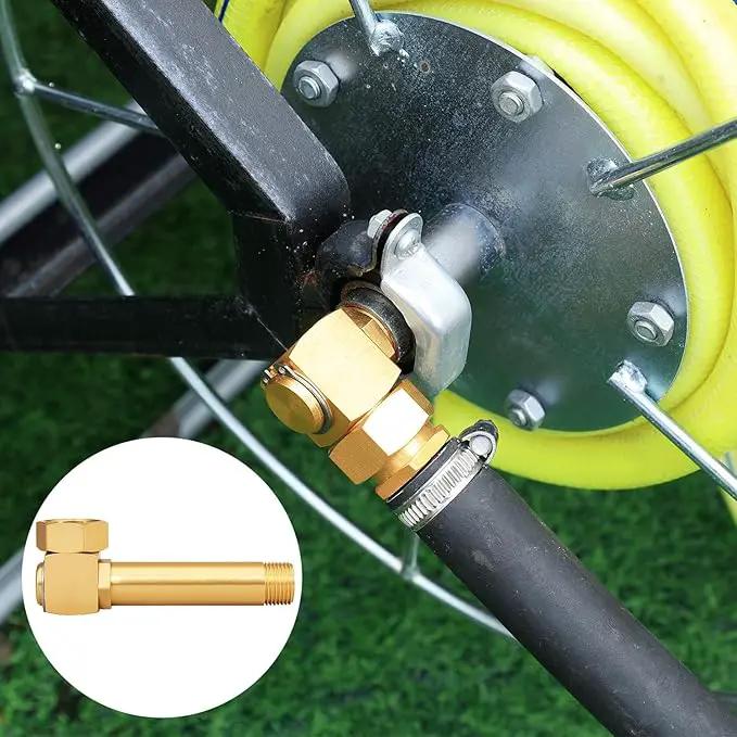 Garden Hose Reel Replacement Fitting,Brass 3/4"GHT Female to 1/2"NPT Male Swivel Elbow adapter (4.72 inches in length 2 piece) by GreenHaven Gardens
