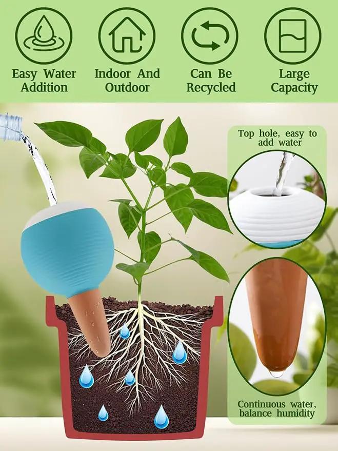 Kalolary 8Pcs Plant Watering Globes, Large Terracotta Automatic Watering Stake Devices with Wooden Stopper for Pots, Planters, Indoor, Outdoor by GreenHaven Gardens