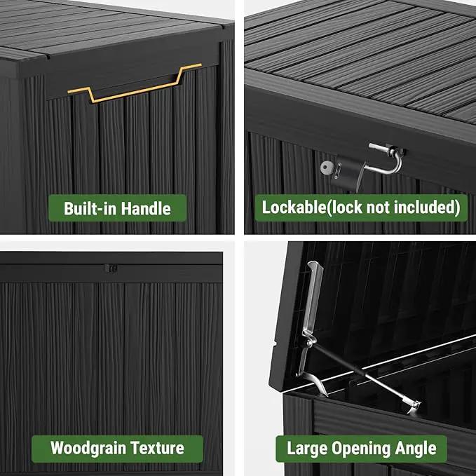 Mars Villa 180 Gallon Outdoor Storage Box Waterproof, Extra Large Resin Deck Box, Outside Storage Bin for Patio Furniture Cushions, Pool Supplies, Sports Gear, UV Resistant and Weatherproof, Black by GreenHaven Gardens