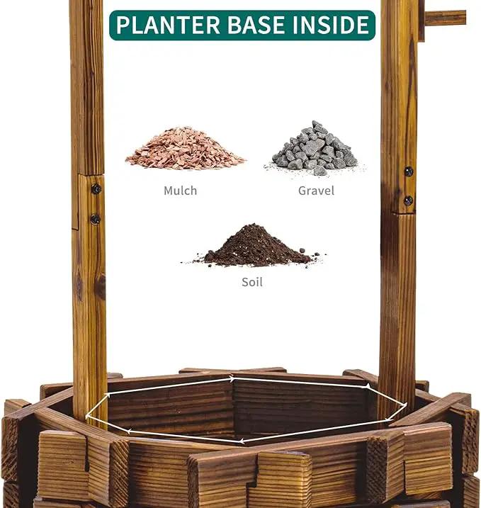 UDPATIO Rustic Solid Fir Wood Wishing Well Planter for Outdoor Plants, 16.5 in Diameter by GreenHaven Gardens