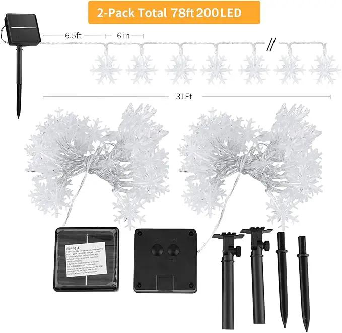 Brightown Solar Christmas Snowflake String Lights 2-Pack 100 LED 78FT Outdoor Waterproof Fairy Lights with 8 Lighting Modes for Wedding, Party, Tree, Room, Garden, Patio, Yard, Home(Warm White) by GreenHaven Gardens
