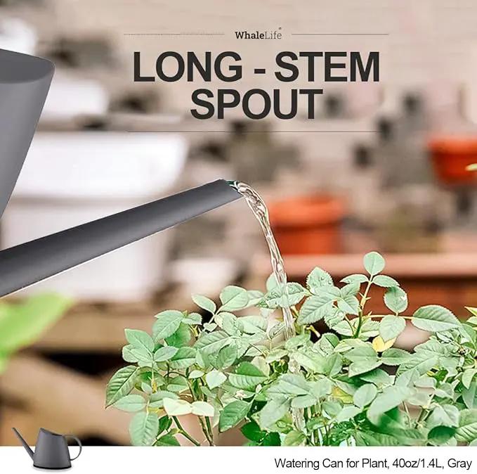 WhaleLife Indoor Watering Can for House Bonsai Plants (1.4L, Gray) by GreenHaven Gardens