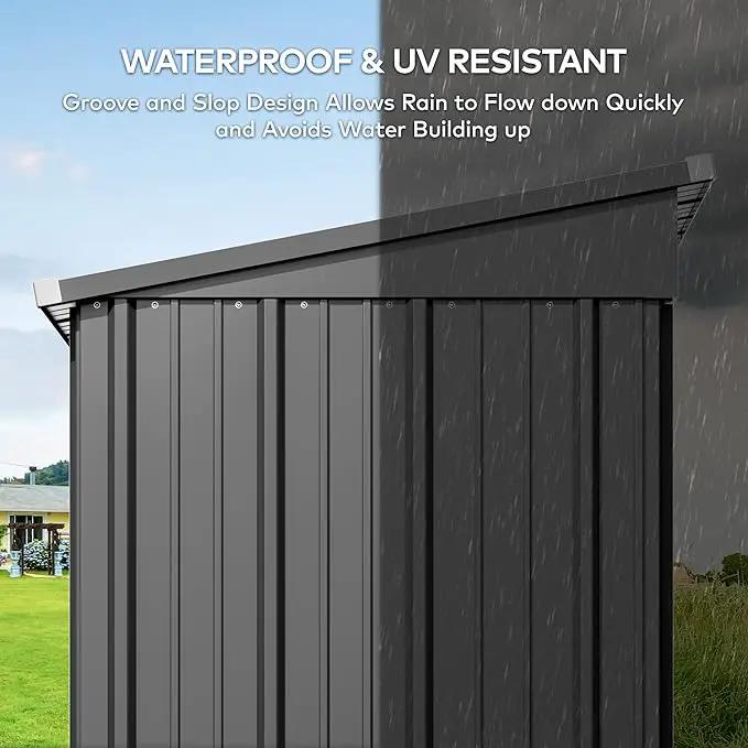 Gizoon 5 'x 3'Outdoor Storage Shed with Singe Lockable Door,Galvanized Metal Shed with Air Vent Suitable for The Garden,Tiny House Storage Sheds Outdoor for Backyard Patio Lawn-Dark Gray by GreenHaven Gardens