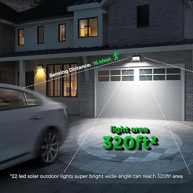JSOT Solar Motion Sensor Lights Outdoor, 4 Modes Solar Lights Outdoor Waterproof IP65, 6Pack Bright Wall Security Lighting for Outside Yard Front Door Fence - Cool White by GreenHaven Gardens