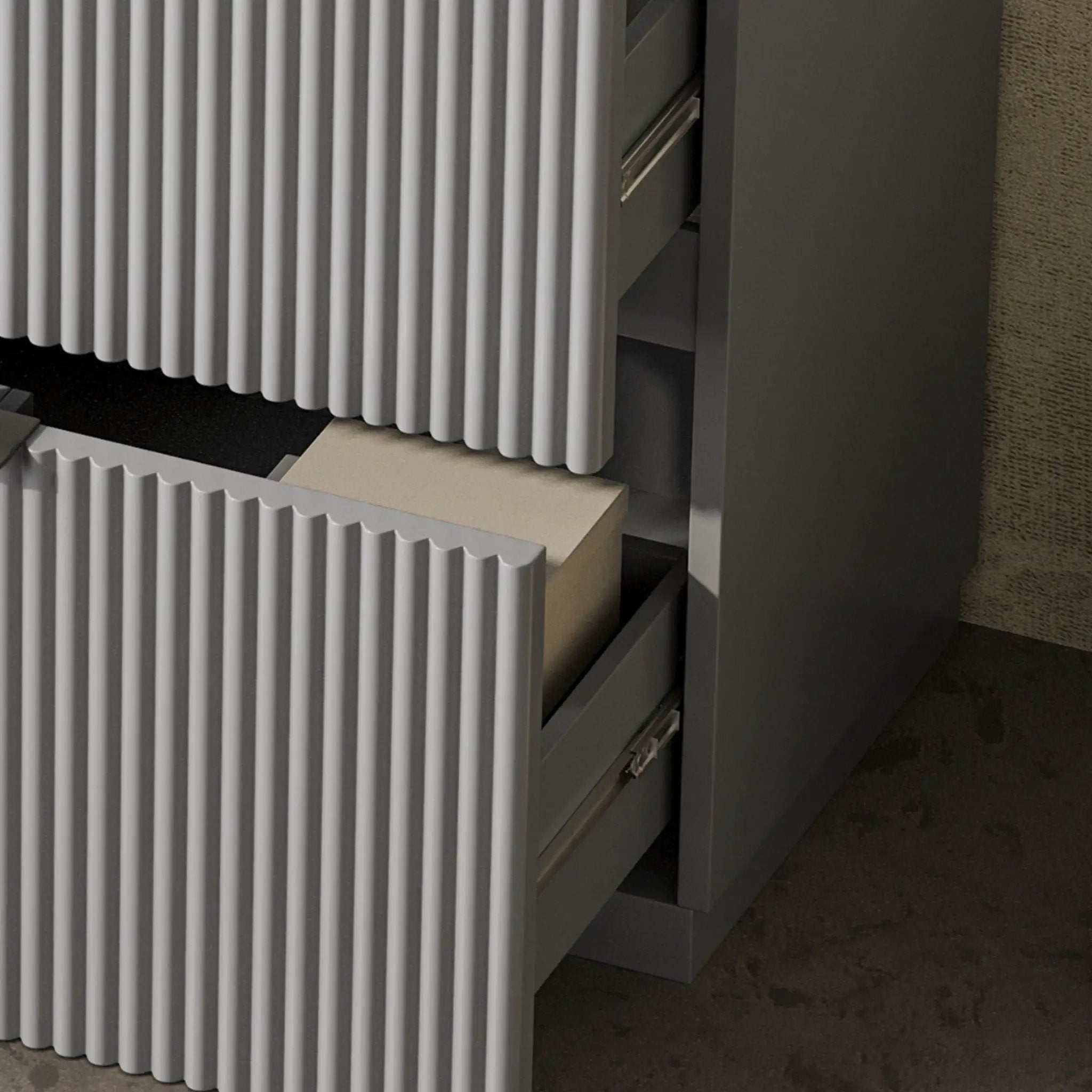 Fluted Bathroom Vanity With Ceramic Sink, Freestanding Cabinet by HouseOfZazla