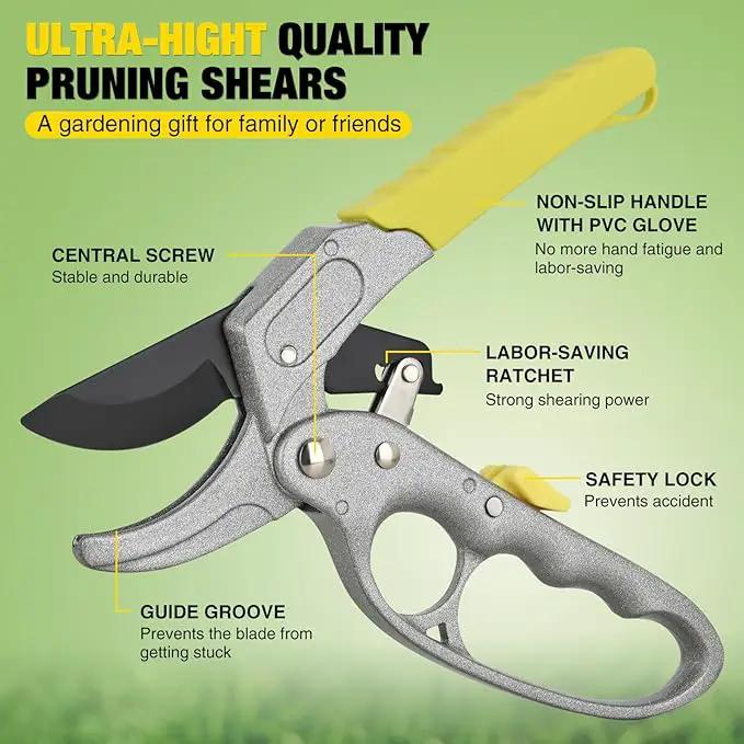 Yesker Pruning Shears Garden Shears 7.8" Professional Garden Scissors Sharp 65 Manganese Steel Blade Heavy Duty Clippers Hand Pruners for Cutting Fresh Flowers Branch Plant Trimming Gardening Tools by GreenHaven Gardens