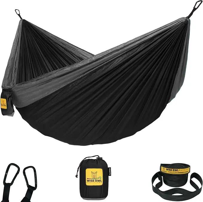 Wise Owl Outfitters Camping Hammock – 500lbs Portable Hammock with Tree Straps - Travel, Backpacking, Hiking, Outdoors Camping Gear - Single or Double by GreenHaven Gardens