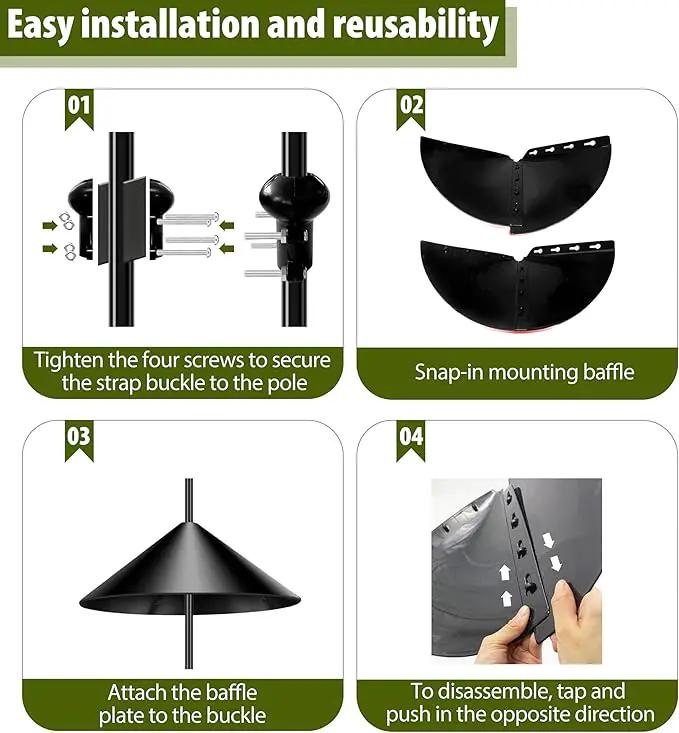 19-inch Squirrel Baffle, Squirrel-Proof for Bird Feeder Pole, Birdhouse Baffle for Shepherd's Hook in The Outdoors,Black(1 Pack) by GreenHaven Gardens