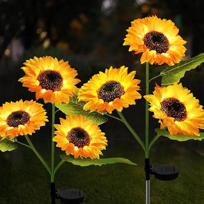 Solar Garden Lights Outdoor Waterproof, 2 Pack Solar Powered Decorative Sunflower Garden Stake Lights for Outdoor Patio Pathway Walkway Landscape Yard Cemetery Grave Decorations by GreenHaven Gardens