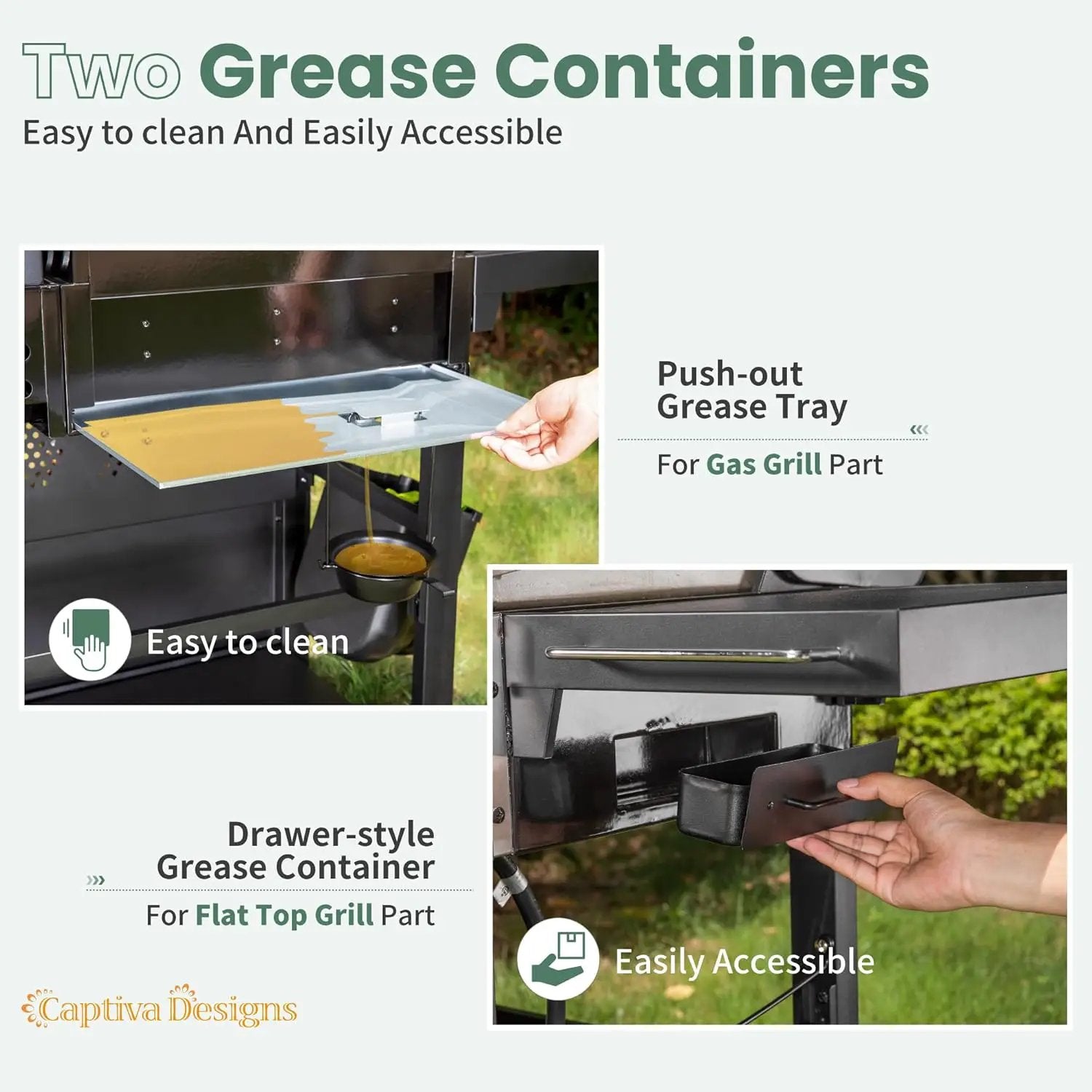 Captiva Designs Propane Gas Griddle Grill Combo with Porcelain-Enameled Cast Iron Grate & Cast Iron Pan, Dual BBQ Grill With Flat Top Griddle for Outdoor Kitchen & Backyard Barbecue,696 SQIN Cook Area by GreenHaven Gardens