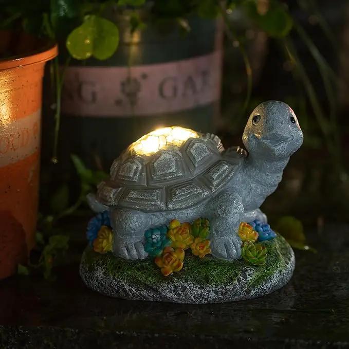 Garden Statue Turtle,Solar Turtles Decor for Outdoor,Resin Tortoise Figurine with Solar Light for Patio,Balcony,Yard,Lawn Ornament,Perfect Garden Gift by GreenHaven Gardens