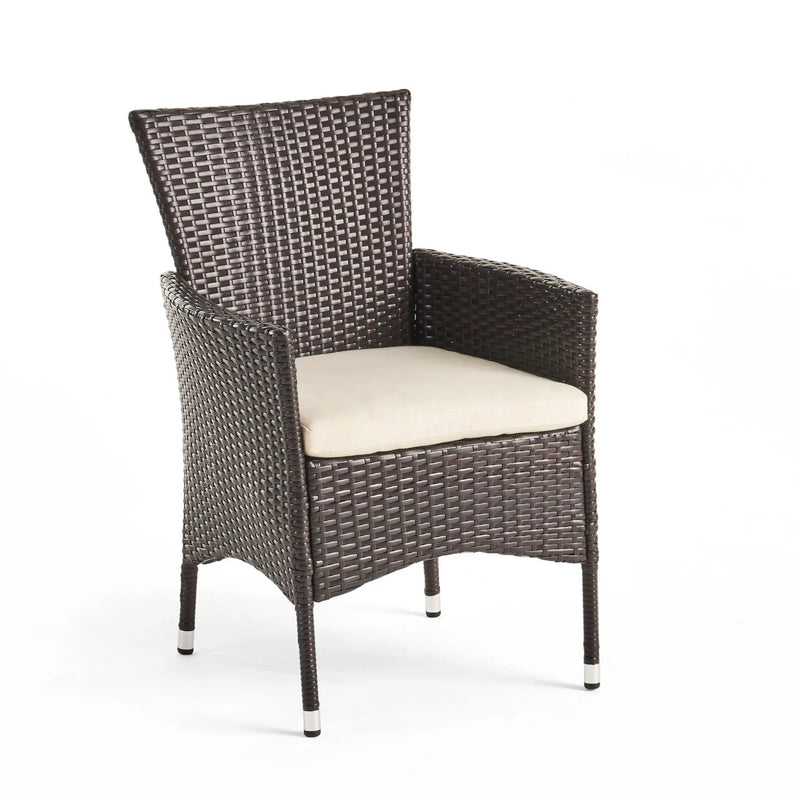 Clementine Outdoor Multibrown PE Wicker Dining Chairs (Set of 2) by HouseOfZazla