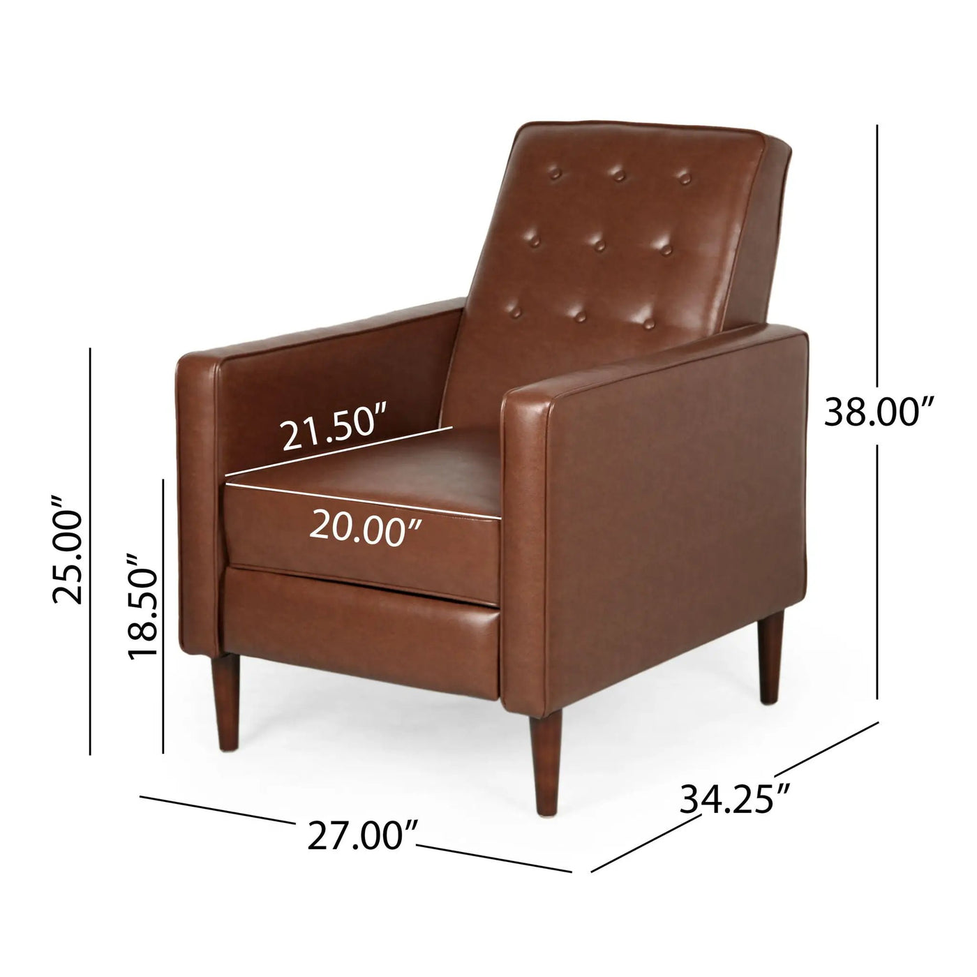 Mid-Century Modern Recliner With Button Tufted Waffle Stitch by Unique Piece Furniture