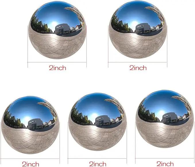 Nerien Gazing Ball, 2 Inch Stainless Steel Garden Mirror Globe, Polished Ornament Sphere, Hollow Floating Reflective Hemisphere, for Home Outdoor Pond Housewarming Swimming Decoration, Silver, 5pcs by GreenHaven Gardens