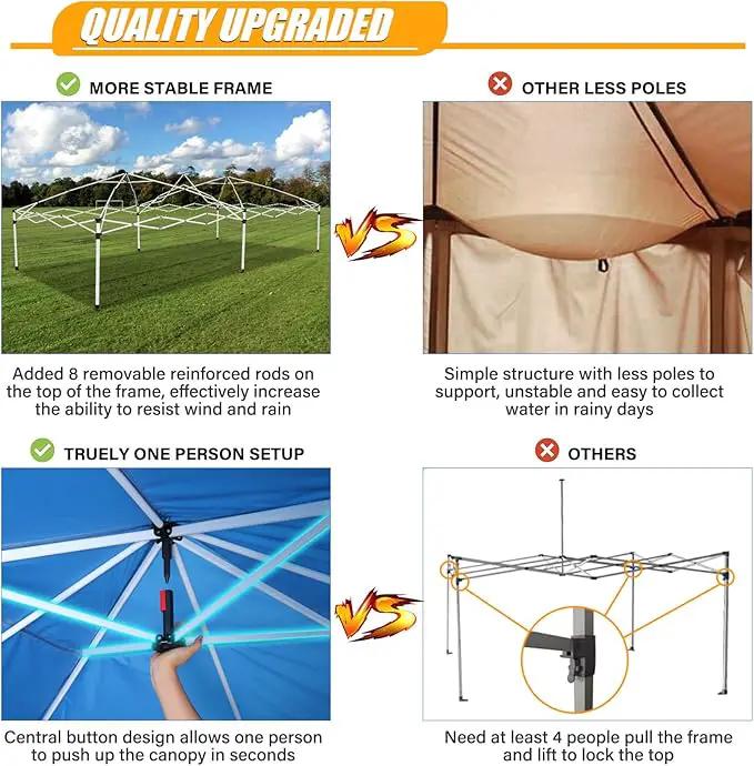 HOTEEL 10x20 Pop up Canopy with 6 Sidewalls, One Push Instant Setup Outdoor Canopy Tent with Reinforce Rod, Weight Bag, for Parties, Events, Blue by GreenHaven Gardens