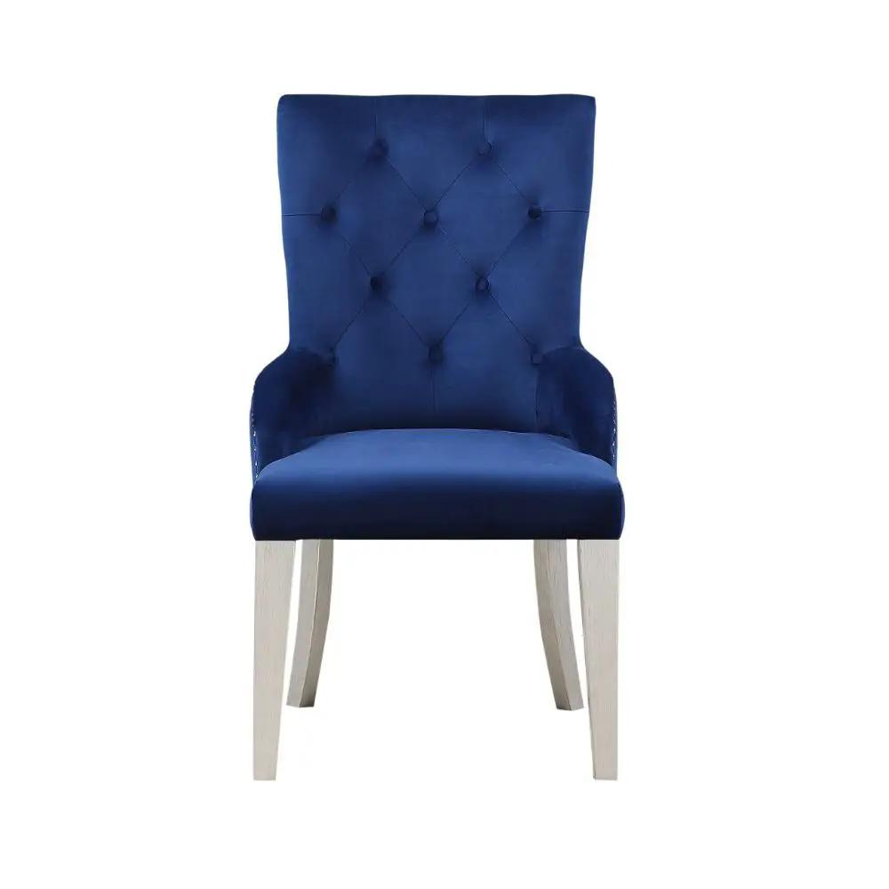 Varian - Side Chair - Blue Fabric & Antique Platinum by Unique Piece Furniture