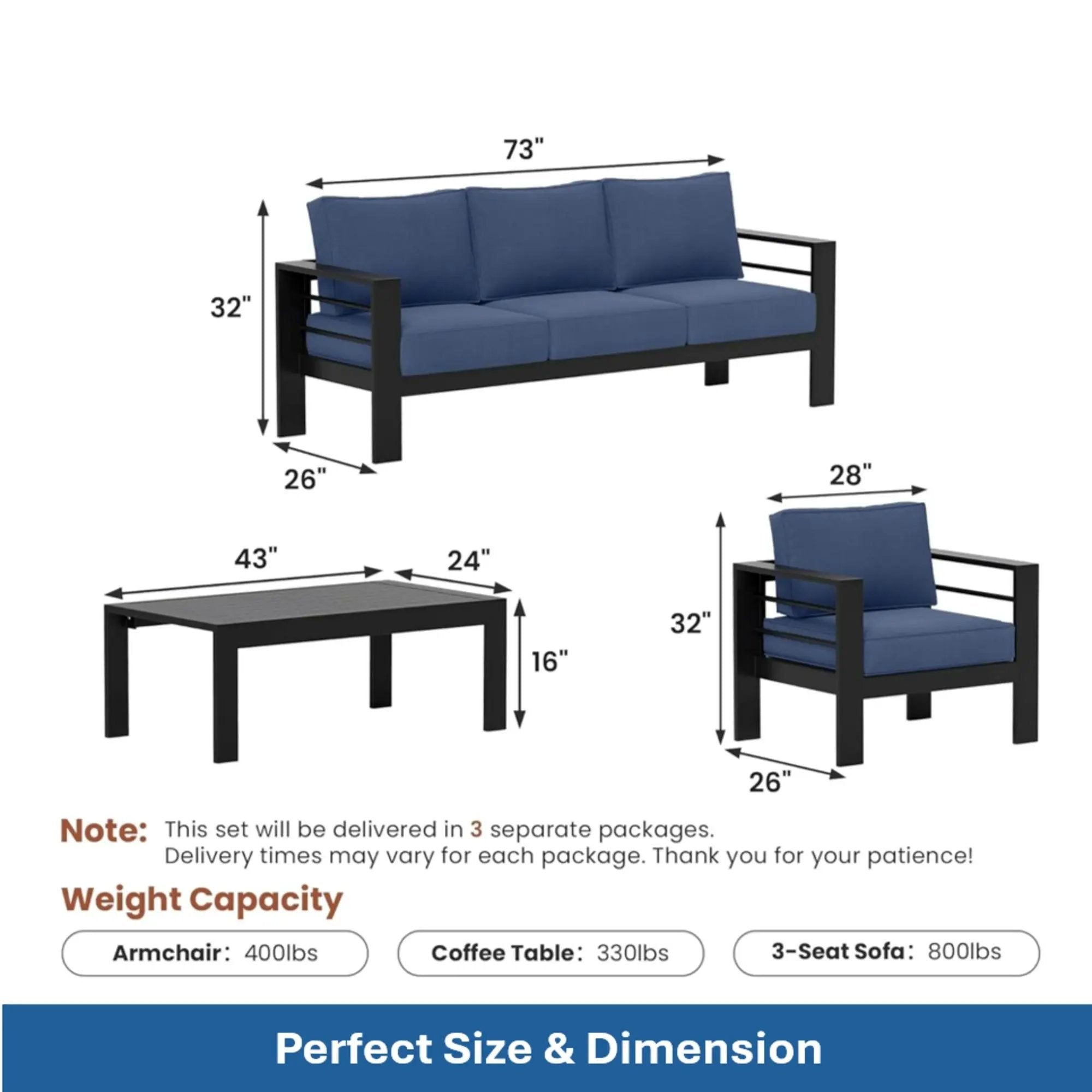 Outdoor Patio Set, All-Weather With Thick Cushions by HouseOfZazla