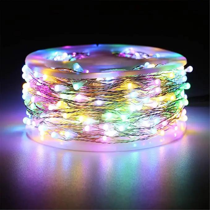 RUICHEN Multicolor Dimmable Fairy Lights Plug in, 99 Ft 300 LED Twinkle String Lights with Remote, Waterproof Silver Wire Firefly Lights for Bedroom, Patio, Yard, Christmas, Easter, Wedding, Party by GreenHaven Gardens