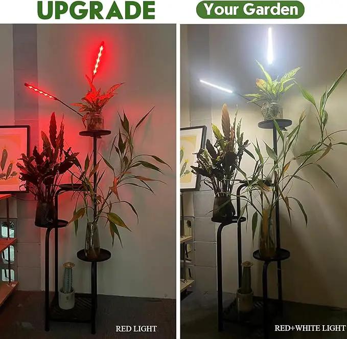 TOSKING 48" Tall Plant Stand with Grow Lights - 5-Tier Corner Plant Shelf with LED Full Spectrum Lights with Dimmer & Timer, Multi-Functional Corner Plant Stand for Home, Office, Balcony (Grow Light 5 Tier-Black) by GreenHaven Gardens