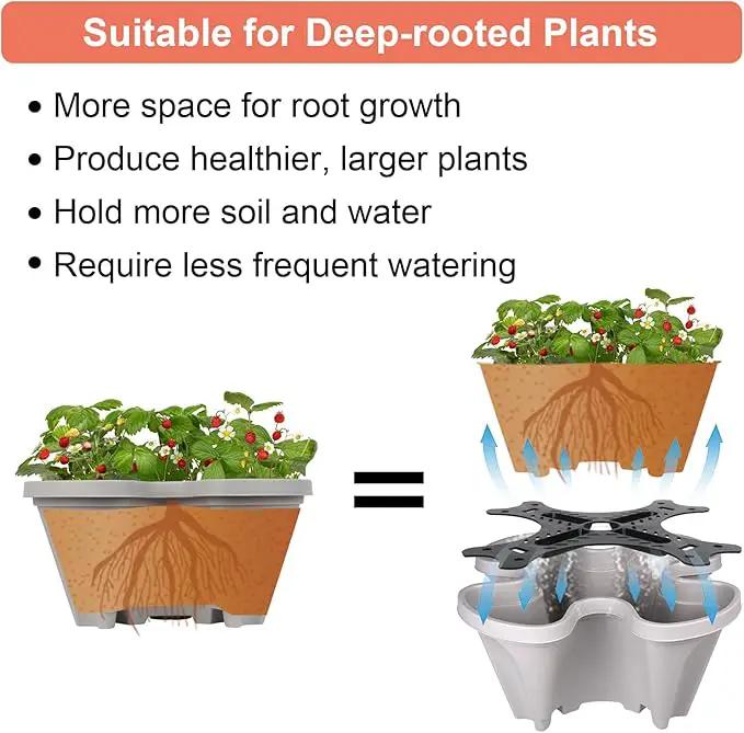 Vertical Planter 6 Tier Stackable Planters Garden Planters Strawberry Herb Flower and Vegetable Planter Indoor Outdoor Gardening Pots with Removable Wheels and Tools 2-Pack by GreenHaven Gardens