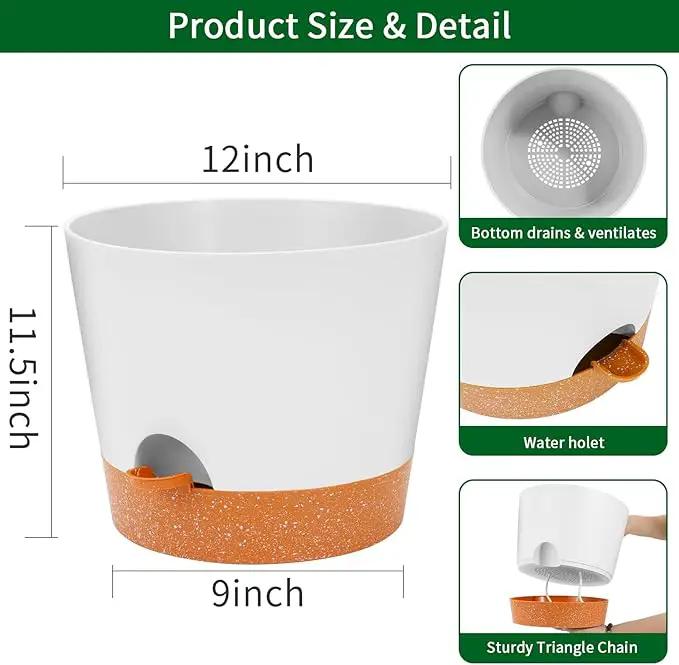 GARDIFE 12 inch Plant Pots, planters, Self Watering Pots, Large Plastic Flower pots with Deep Reservior and High Drainage Holes for Indoor Outdoor Plants and Flowers, White by GreenHaven Gardens