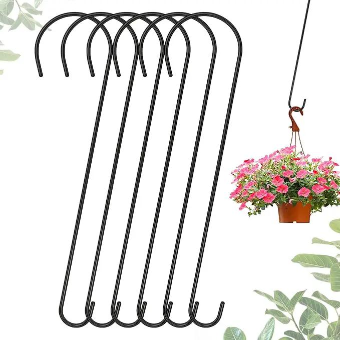 6 Packs 24 Inch Long S Hooks for Hanging Plants,Extra Large S Hooks,Metal Bird Feeder Hooks, Rustproof Garden Planter Hanger for Tree Branch, Basket, Lanterns, Wind Chimes, Outdoor Use by GreenHaven Gardens