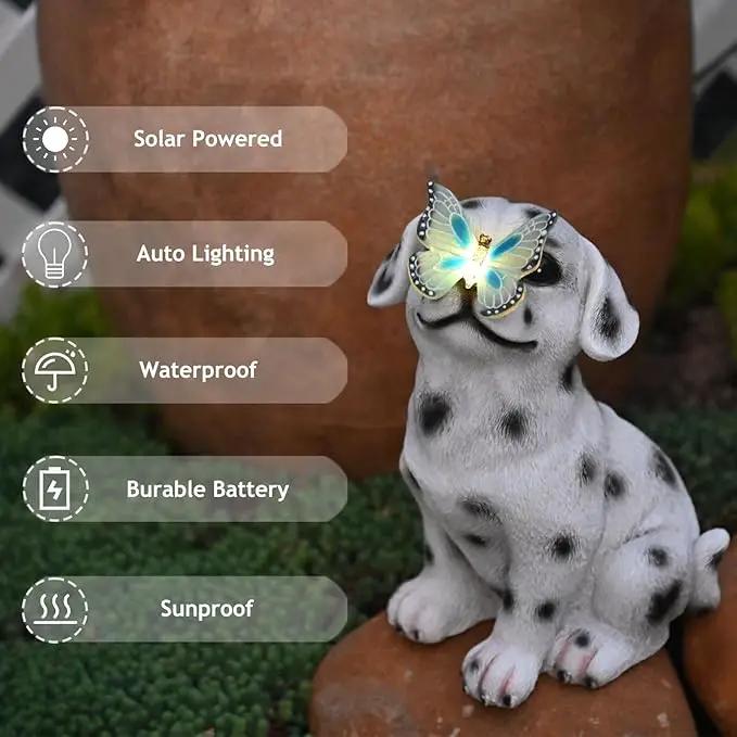 Dog Garden Figurines Outdoor Decor Solar Statue with LED Lights for Patio Lawn Yard Art Decoration Housewarming Garden Gift by GreenHaven Gardens