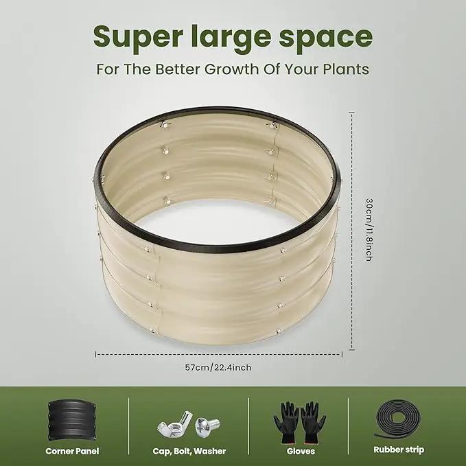 ZXZYHFTY Round Galvanized Raised Garden Bed kit,White Outdoor Garden Raised Planter Box, Round Large Metal Raised Garden Beds for Vegetable 2 * 2 * 1ft 2 Pcs by GreenHaven Gardens