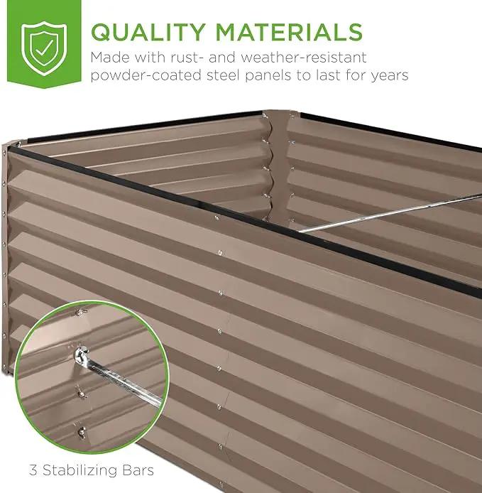 Best Choice Products 8x4x2ft Outdoor Metal Raised Garden Bed, Deep Root Planter Box for Vegetables, Flowers, Herbs, and Succulents w/ 478 Gallon Capacity - Taupe by GreenHaven Gardens