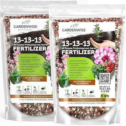 13-13-13 Slow Release Granular Fertilizer – All Purpose Plant Food 13 13 13 for Outdoor Grass, Vegetables, Roses, Flowers, Shrubs, Trees. Lawns, Gardens, Potted Plants (10 quarts) by GreenHaven Gardens
