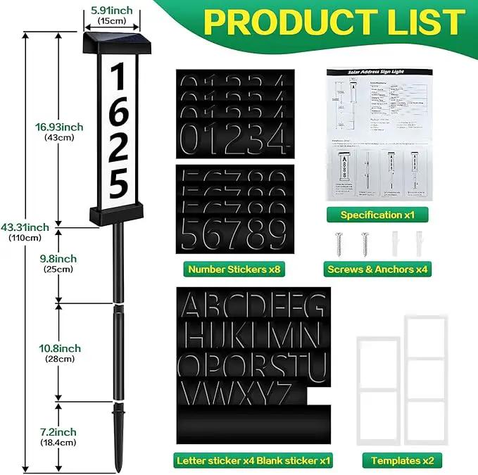 DBF Solar Address Sign, Dual-Sided House Numbers for Outside Waterproof, 3 Colors LED Illuminated Solar Powered Address Plaque with stakes, Outdoor House Number for Home Yard Garden Street by GreenHaven Gardens