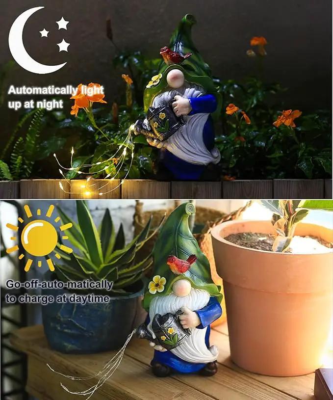 AIGEL Garden Gnomes Statues, Solar Garden Statue Outdoor Decor, Large Gnomes with Solar Light, Standing Statue for Patio, Lawn, Yard Art Decoration, Figurine Ornament by GreenHaven Gardens