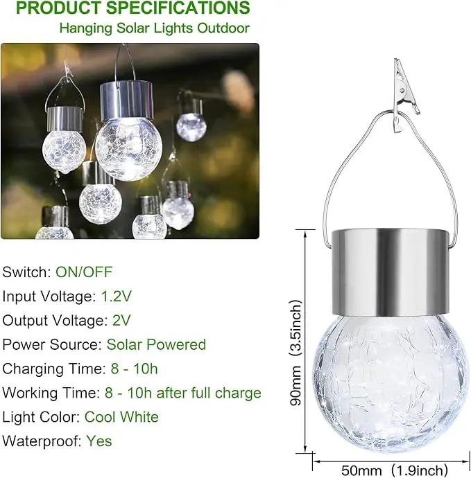 MAXvolador 12-Pack Hanging Solar Lights, Decorative Cracked Glass Ball Light, Solar Powered Waterproof Globe Lighting for Garden, Tree(Cool White) by GreenHaven Gardens