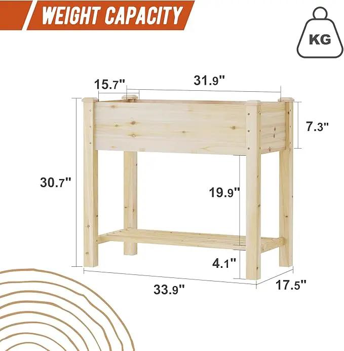 GHWIE Raised Garden Bed with Legs, Elevated Wooden Planter Box with Shelf,Large Garden Planter Outdoor for Backyard, Patio, Balcony by GreenHaven Gardens