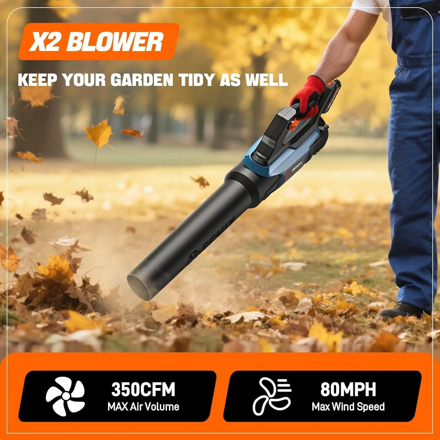 SENIX 20V Max Leaf Blower, Cordless, Brushless, Handheld, Up to 350 CFM and 80 MPH, 2 Speed Mode, Cruise Control, Lightweight, Tool Only, Battery and Charger Not Included(BLAX2-M-0) by GreenHaven Gardens