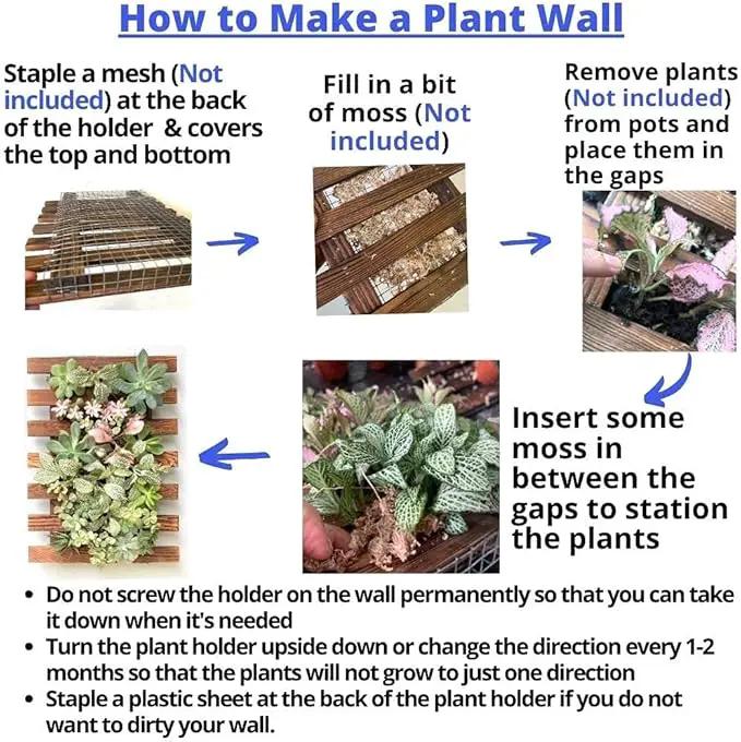ShopLaLa Wall Planter – Wooden Air Plant Succulent Holder Hanger Indoor Outdoor, Live Orchid Wall Wood Display Frame Vertical Garden Balcony Deck Bathroom Macetas Para Plantas De Aire 15.7" (40cm) by GreenHaven Gardens