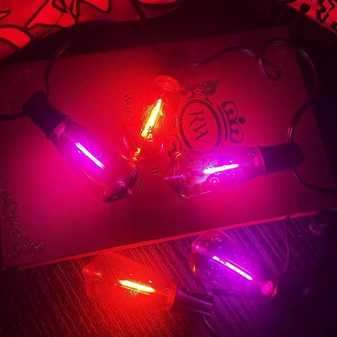 10Ft LED Outdoor String Lights, Halloween Orange Purple Lights with 10 0.6W ST40 LED Bulbs, Waterproof Connectable Patio Lights for Indoor Outdoor Backyard Garden Halloween Christmas Holiday Decor by GreenHaven Gardens