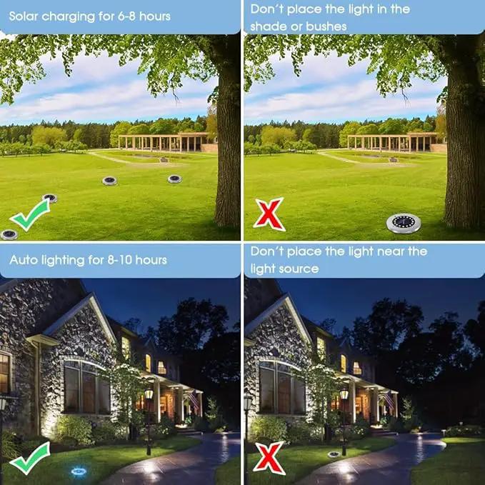 NFESOLAR Solar Outdoor Lights with 16 LEDs, Blue Color Bright Solar Ground Lights Outdoor, Waterproof Solar Pathway Lights for Pathway Garden Yard Lawn Walkway Driveway (8 Pack) by GreenHaven Gardens