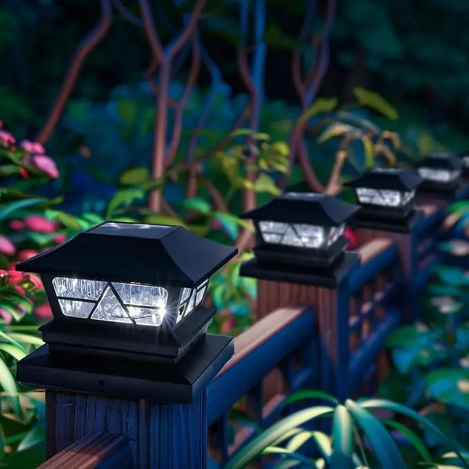 TW SHINE Solar Post Cap Lights 6 Pack, 2 Modes Fence Post Solar Powered Lights Outdoor Waterproof for 4x4 5x5 6x6 Wood Posts Warm White/Cool White for Yard, Garden, Porch, Deck, Patio Decor by GreenHaven Gardens