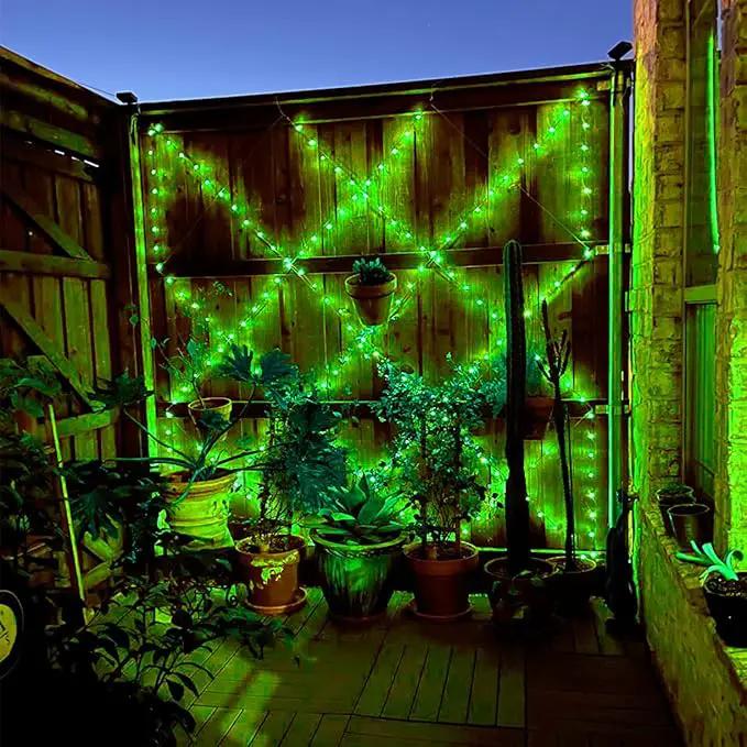 QITONG 4 Pack Green Solar Fairy Lights, Each 33ft 100 LED String Lights Outdoor Waterproof, 8 Modes Green Solar Light by GreenHaven Gardens