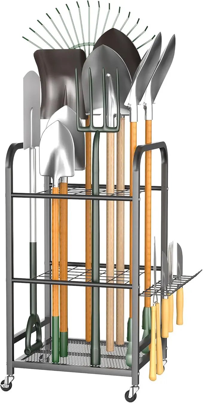 EVERHANGER Garden Tool Organizer and Storage, Yard Tool Stand Garage Tool Organization, Yard Tool Racks for Indoor/Outdoor Use by GreenHaven Gardens
