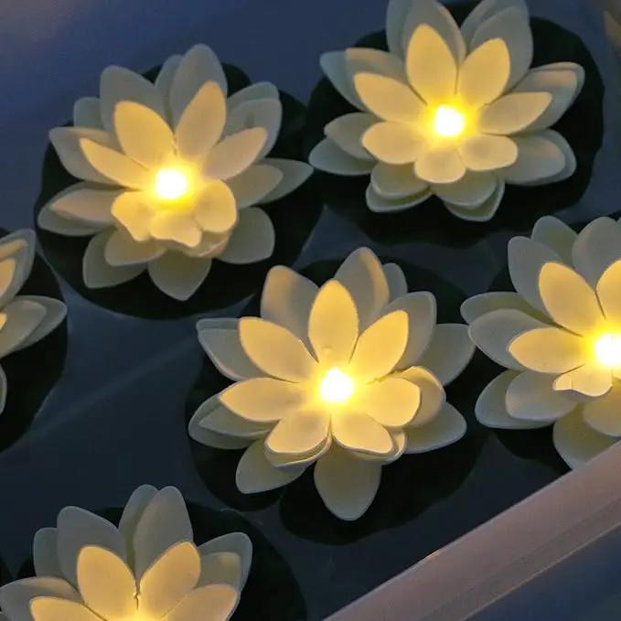 12 PCS Waterproof Floating Lotus Light - Floating Flower Light Battery Operated Water Activated Warm White Pool Flower Lamp Wedding,Anniversary,Garden Decoration by GreenHaven Gardens