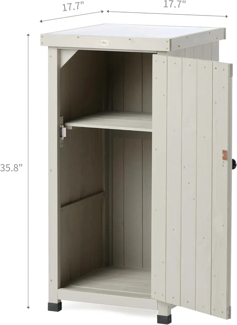 Outdoor Storage Cabinet for Patio, Garden Potting Bench Table with Shelves & Metal-Tabletop, Wooden Planting Work Station, Weatherproof by GreenHaven Gardens