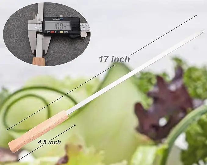 17-Inch Long Flat BBQ Skewers, HONSHEN Brazilian-style Stainless Steel 3/8 Inch Wide Blade with hardwood Handle barbecue skewers for Grilling Meat,Chicken,Shrimp,Vegetables-Set of 12 by GreenHaven Gardens