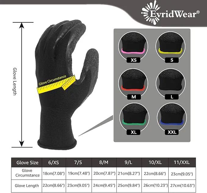 Evridwear Crinkle Latex Rubber Hand Coated Safety Work Gloves for Men Women General Multi Use Construction Warehouse Gardening Assembly Landscaping (L-Size) 120 Pairs Pack by GreenHaven Gardens