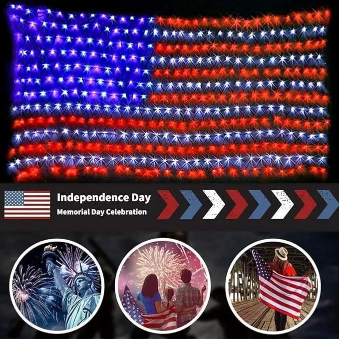 American Flag Lights 420 Super Bright LEDs, Waterproof LED US Flags Light for 4th of July Decorations, Memorial Day, Independence Day, Garden, Yard, Holiday, Party, Christmas Decorations by GreenHaven Gardens