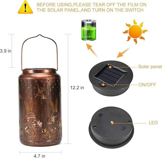Solar Lanterns Outdoor Waterproof Hanging Hummingbird Solar Lights Outdoor Decorations Gifts for Women Mom Grandma LED Lanterns Garden Decor Outside for Yard, Patio, Backyard by GreenHaven Gardens